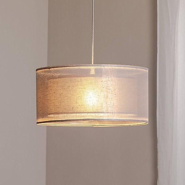 Hängeleuchte Duo Den Light, silbergrau, Ø 50 cm, Leinen, PVC günstig online kaufen