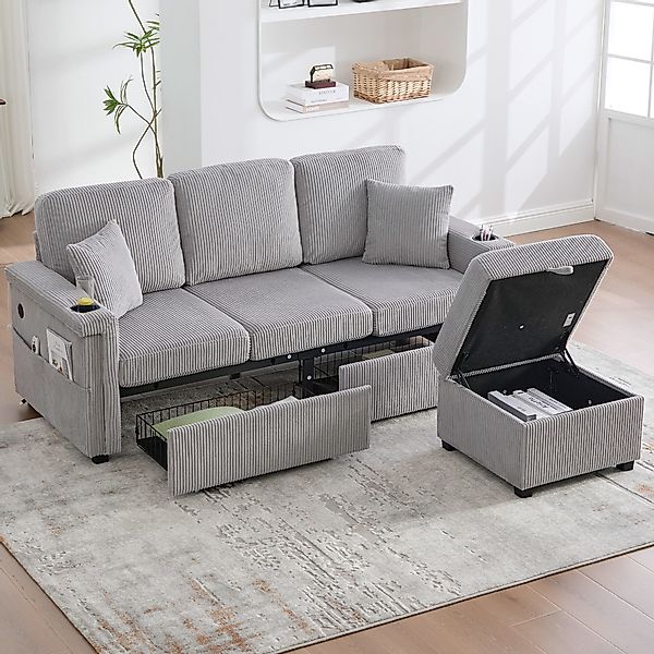 KLAM HOME Sofa Hochwertiges 3-Sitzer Samtsofa günstig online kaufen