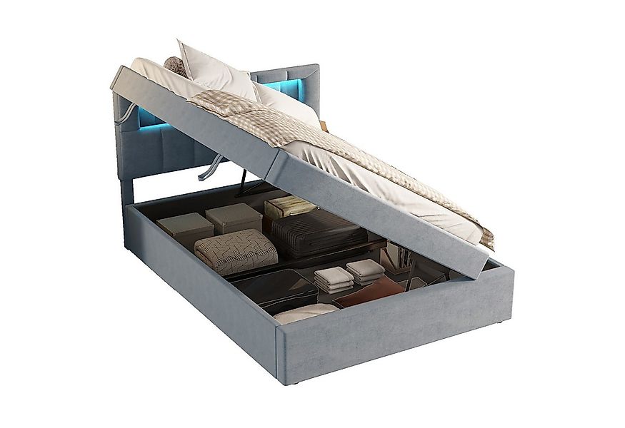 TavilaEcon Boxspringbett Stauraumbett Flachbett Jugendbett, Ambientelicht ü günstig online kaufen