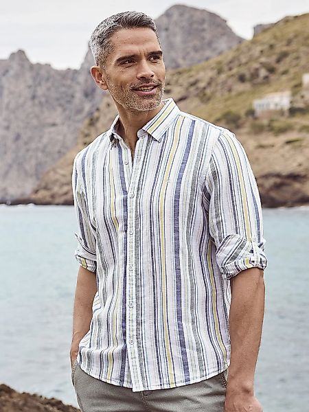 LERROS Langarmhemd "Gestreiftes Langarmhemd in Leinen-Baumwollqualität" günstig online kaufen