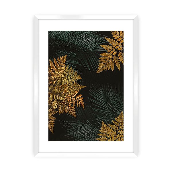 Poster Golden Leaves II, 40 x 50 cm, Ramka: Biała günstig online kaufen