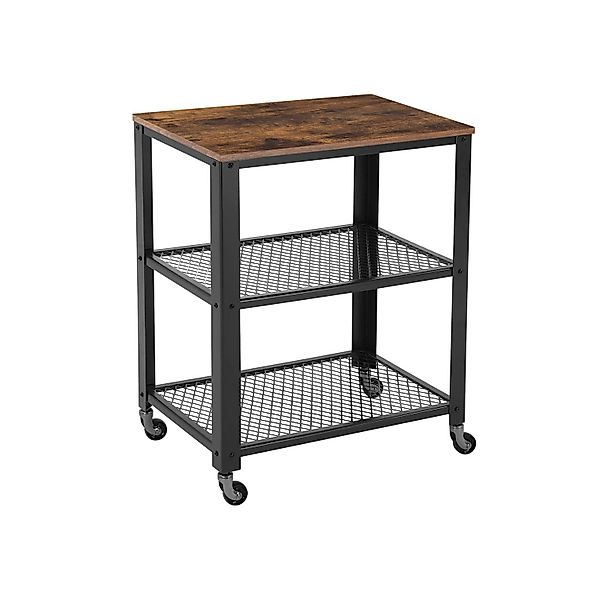 Vasagle Servierwagen 3 Ebenen 40 cm x 60,6 cm x 78 cm Vintagebraun-Schwarz günstig online kaufen