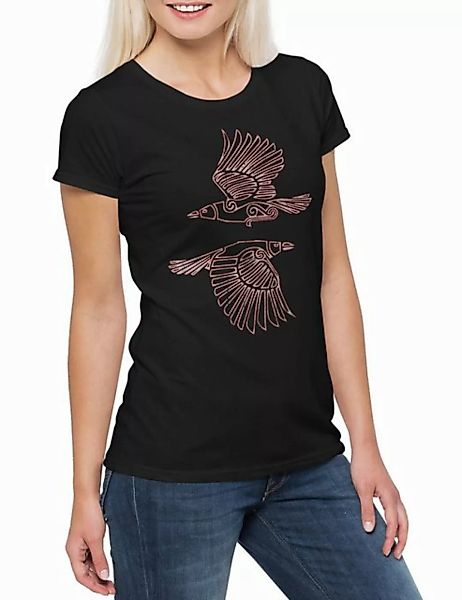 Urban Backwoods Print-Shirt Hugin And Munin III Damen T-Shirt Odin Thor Nor günstig online kaufen