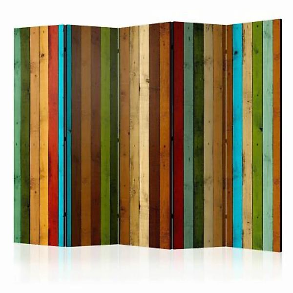 artgeist Paravent Wooden rainbow II [Room Dividers] mehrfarbig Gr. 225 x 17 günstig online kaufen