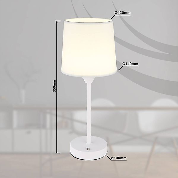 LED-Akku-Tischlampe Lunki, weiß, Höhe 35 cm, Stoff, CCT günstig online kaufen