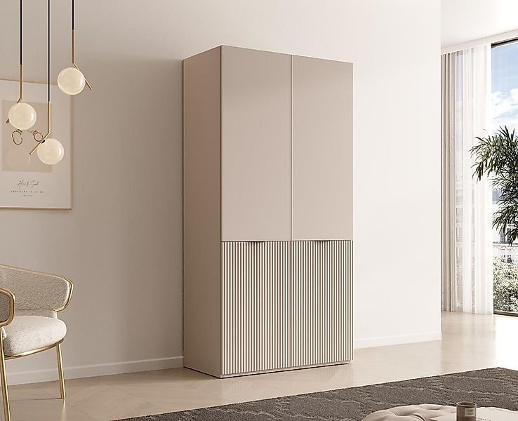 Compleo Kleiderschrank mit Fronten gefräst und 2x Kleiderstange, Modern des günstig online kaufen