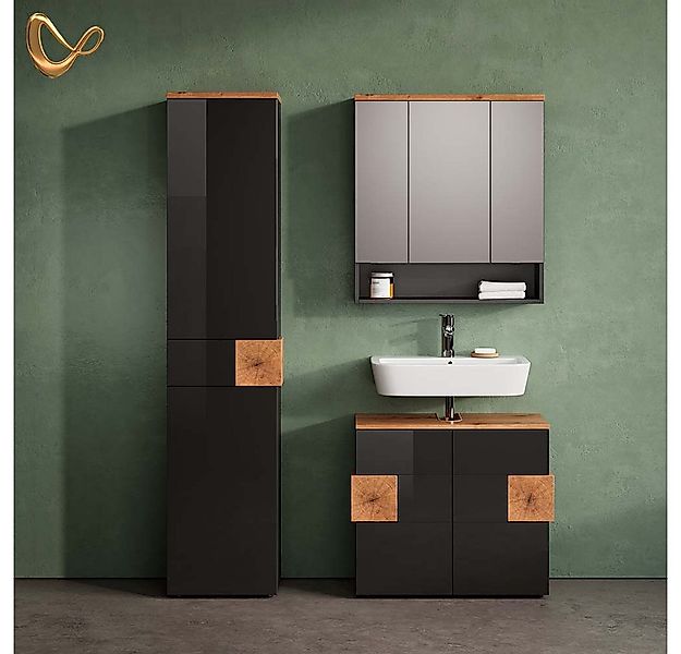 Livinity® Badmöbel-Set Tanaro, Anthrazit/Artisan-Eiche, 3 Teile, mit Hochsc günstig online kaufen