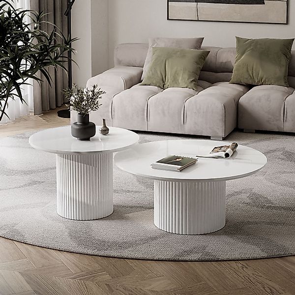 yourhouse24 Couchtisch Set OVI 2in1 Riffel-Design günstig online kaufen
