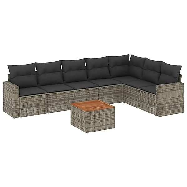 vidaXL 8-Tlg Garten-Sofagarnitur mit Kissen Grau Poly Rattan 3256487 günstig online kaufen