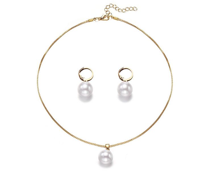 KARMA Schmuckset Damen Perlen Gold Halskette Ohrringe Damenschmuck (2-tlg., günstig online kaufen