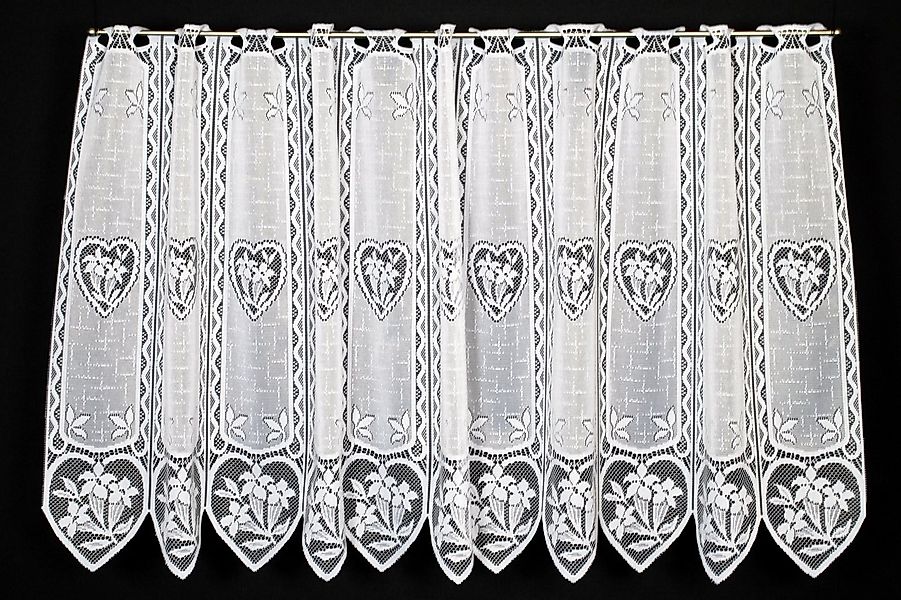 Gardinen Kranzusch Scheibengardine Enzian im Herz, Stangendurchzug, transpa günstig online kaufen