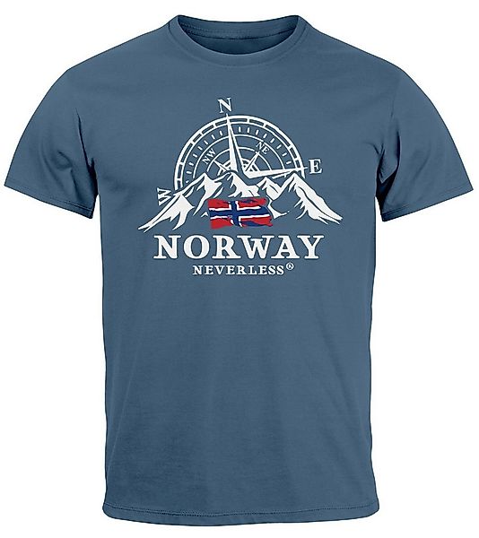 Neverless Print-Shirt Herren T-Shirt Norwegen Flagge Skandinavien Nordisch günstig online kaufen