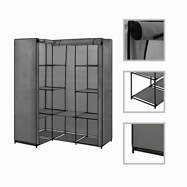 furnicato Kleiderschrank Eckkleiderschrank Grau 130 x 87 x 169 cm (1-St) günstig online kaufen