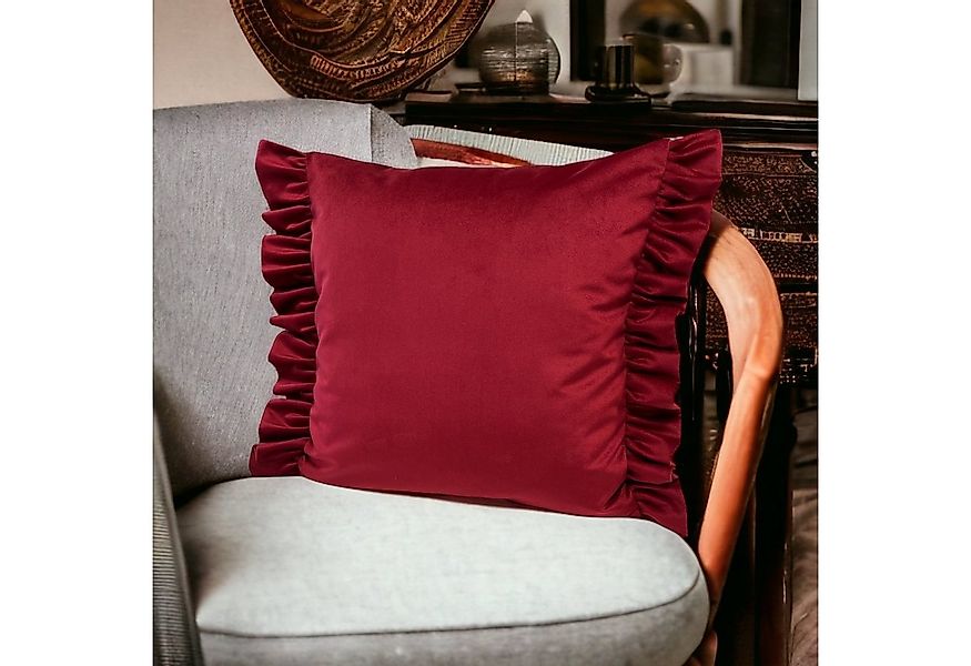 RoKo-Textilien Kissenbezug Kissenbezug mit Rüschen Samt Velvet Art Kissenhü günstig online kaufen