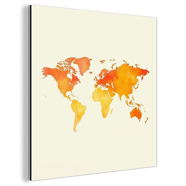 MuchoWow Metallbild Weltkarte - Orange - günstig online kaufen