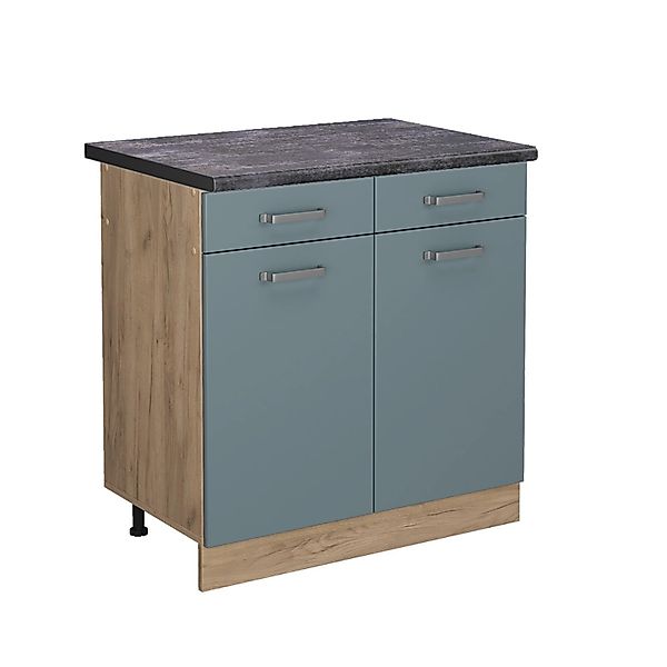 Vicco Küchenunterschrank R-Line Blau-Grau/Goldkraft Eiche 80 cm AP Anthrazi günstig online kaufen