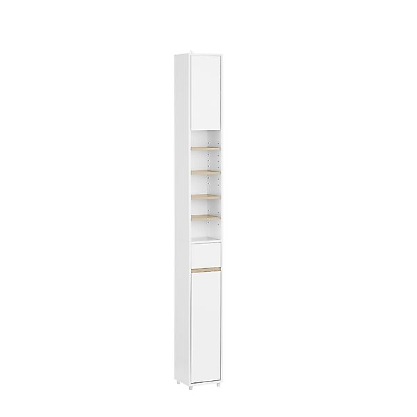 SoBuy Badezimmerschrank mit 5 Fächern und 1 Schublade MDF Weißnatur BZR34-W günstig online kaufen