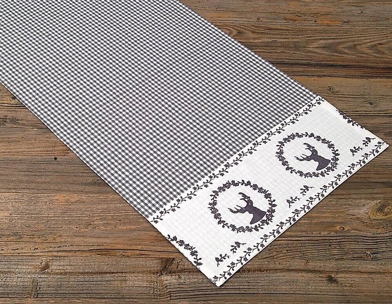 matches21 HOME & HOBBY Tischdecke Tischläufer RESI Hirsche kariert grau, 10 günstig online kaufen