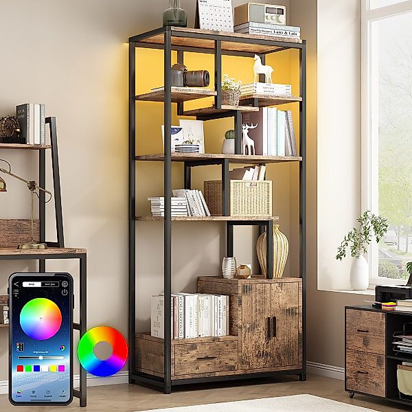 Mihtrov Bücherregal Standregal, Bücherschrank mit LED-Beleuchtung, günstig online kaufen