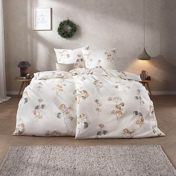 Estella Edelflanell Bettwäsche Velturno 5471-230 Ginkgo Natur 135x200 günstig online kaufen