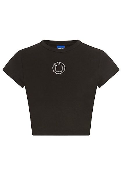 HUGO Blue Kurzarmshirt Dome Cropped, mit Strass-Logo günstig online kaufen