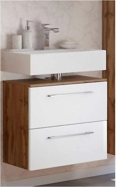 Lomadox Badezimmer Waschbeckenschrank LOUNY-03 in Wotaneiche Nb. mit matt w günstig online kaufen