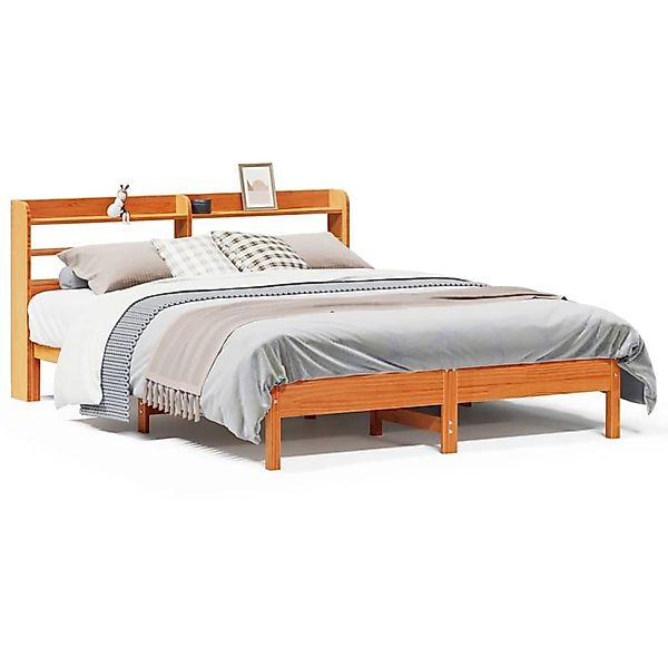 vidaXL Massivholzbett ohne Matratze Wachsbraun 150x200 cm Kiefernholz 33068 günstig online kaufen