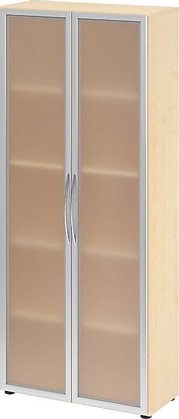 bümö Aktenschrank basic Büroschrank - 5 Ordnerhöhen Dekor: Ahorn/Milchglaß günstig online kaufen