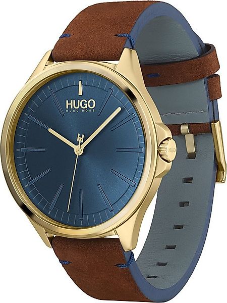 HUGO Quarzuhr #SMASH 1530134, Armbanduhr, Herrenuhr, Mineralglas, Lederarmb günstig online kaufen