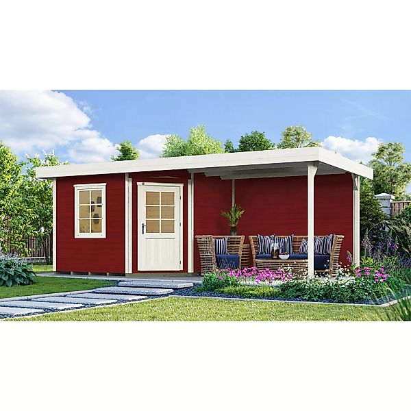 Weka Gartenhaus San Remo B Schwedenrot-Weiß BxT 601 cm x 298 cm, 303 cm Ter günstig online kaufen