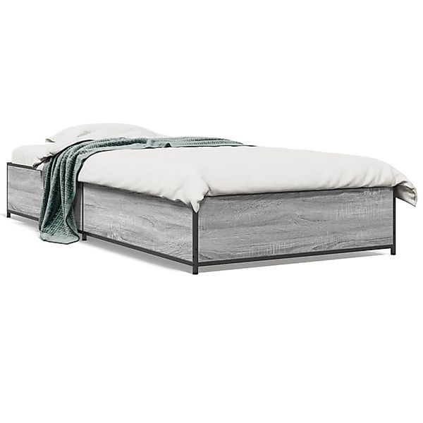 vidaXL Bettgestell Grau Sonoma 75x190 cm Holzwerkstoff und Metall 845124 günstig online kaufen
