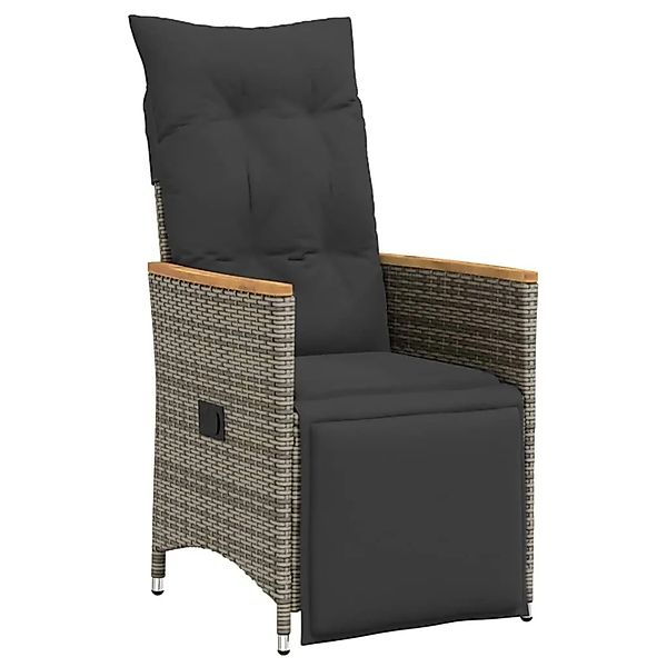 vidaXL Gartensessel Verstellbar mit Kissen Grau Poly Rattan 365665 günstig online kaufen