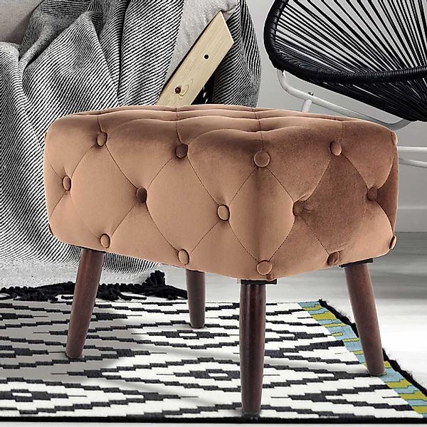 Hocker in Braun Samt Vintage Look günstig online kaufen