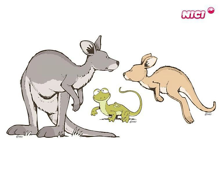 Wandtattoo Kinderzimmer NICI - Wild Australia - Känguru Mama und Baby üben günstig online kaufen