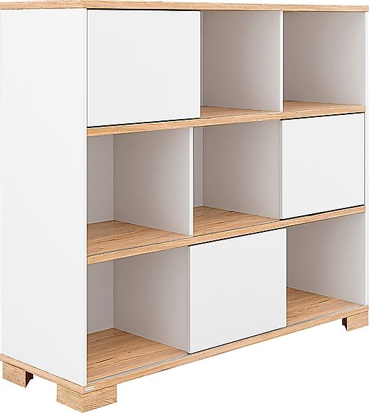 PAIDI Standregal »YOLANDA in Weiß mit Eiche-Dekor, 9 Fächer mit 3 Schiebetü günstig online kaufen