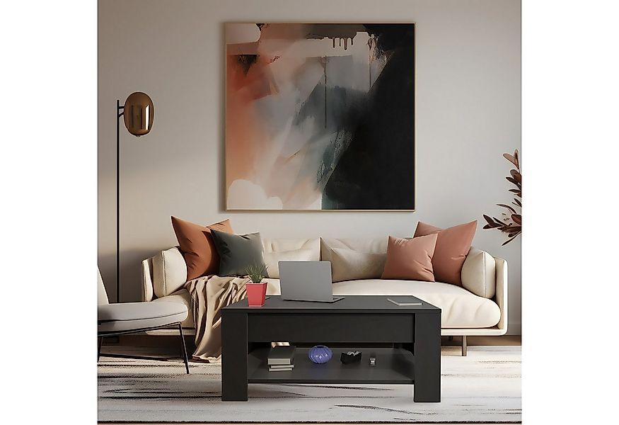 relaxdays Couchtisch Aufklappbarer Couchtisch, schwarz günstig online kaufen