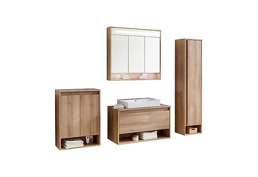 FACKELMANN Badmöbel-Set NATURA Badmöbelset 5-teilig, Spiegelschrank + Midis günstig online kaufen