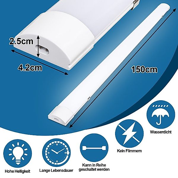 Clanmacy Außen-Deckenleuchte LED Feuchtraumleuchte Feuchtraumlampe Röhre günstig online kaufen