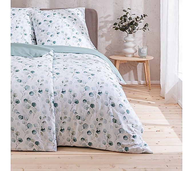 MTOnlinehandel Bettwäsche Eukalyptus, Blumen, Blätter, Zweige 100 % Baumwol günstig online kaufen