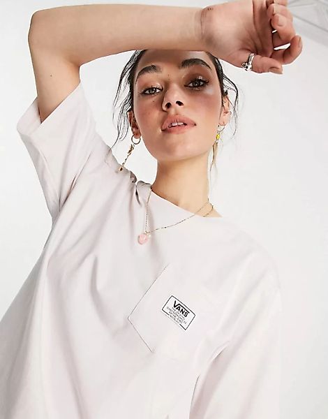 Vans – Patch – T-Shirt mit Tasche in Rosa günstig online kaufen