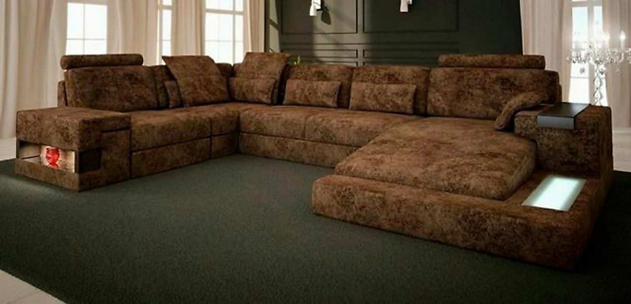 JVmoebel Ecksofa Ecksofa U-Form Sofa Couch Design Couch Textil Wohnlandscha günstig online kaufen