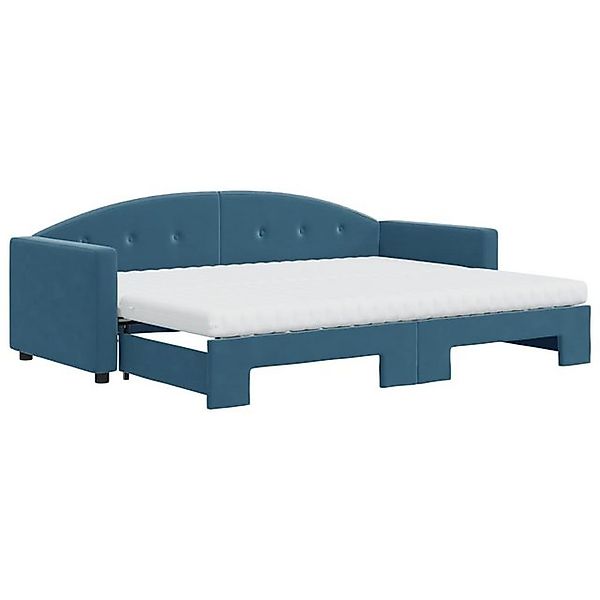 vidaXL Bett Tagesbett Ausziehbar mit Matratzen Blau 80x200 cm Samt günstig online kaufen