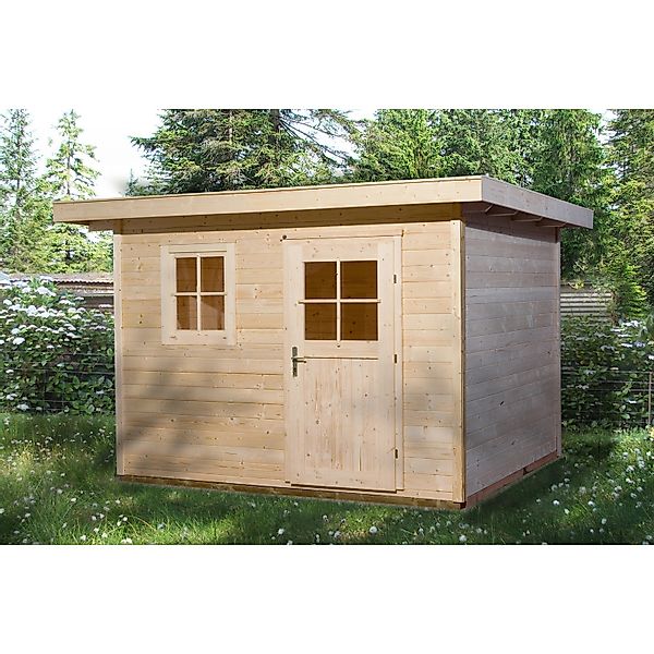 Weka Holz-Gartenhaus Flachdach Unbehandelt 295 cm x 375 cm günstig online kaufen