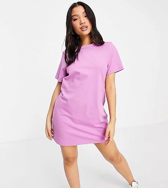 ASOS DESIGN Petite – Kurzes T-Shirt-Kleid in Violett mit Rückenausschnitt-L günstig online kaufen