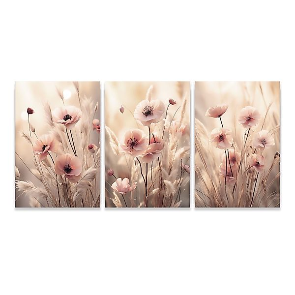 Wallarena Poster SET Blumen Wiese Wohnzimmer günstig online kaufen