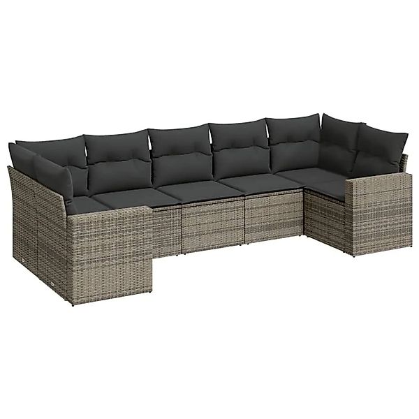 vidaXL 7-Tlg Garten-Sofagarnitur mit Kissen Grau Poly Rattan 3251727 günstig online kaufen