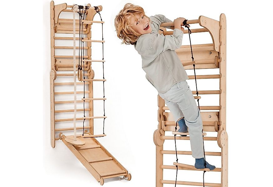 Goodevas Klettergerüst Multifunktionale Schwedenwand & Klettergerüst für Ki günstig online kaufen