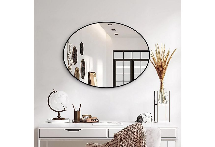 Boromal Spiegel Rund 80 cm Flur Schwarz Flurspiegel modern 80x60 Wandspiege günstig online kaufen