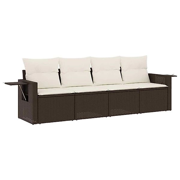 vidaXL 4-Tlg Garten-Sofagarnitur mit Kissen Braun Poly Rattan 3252220 günstig online kaufen