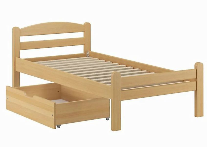 ERST-HOLZ Bett Einzelbett Gästebett massiv Buche Natur 80x200, Buchefarblos günstig online kaufen